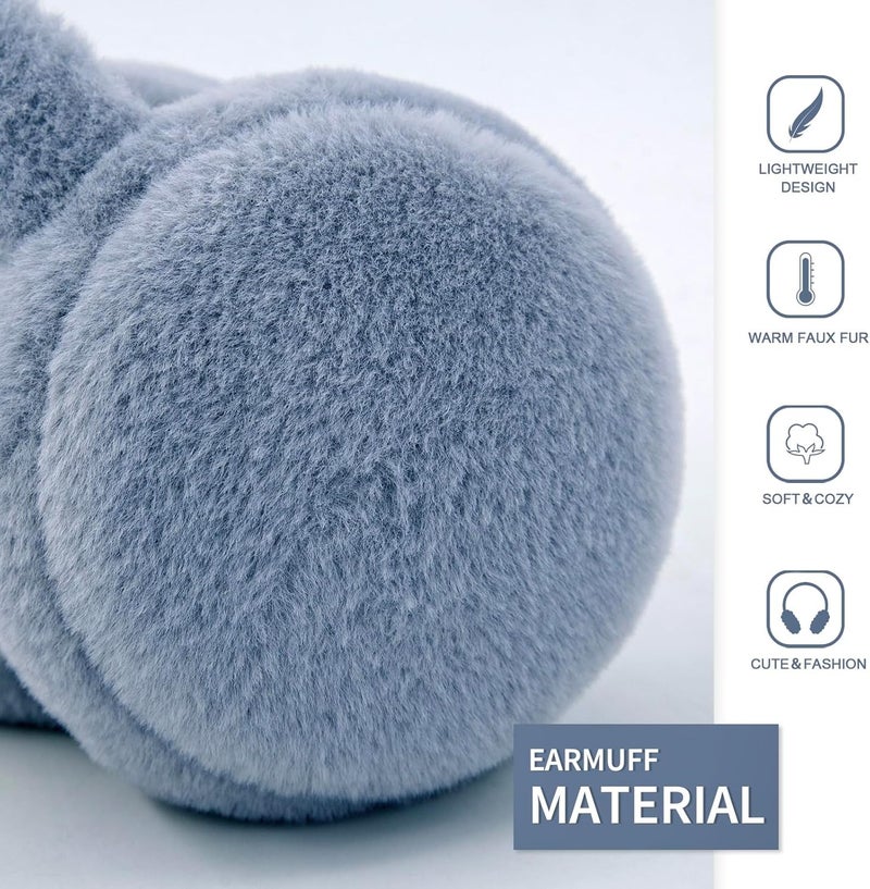 YATANAM Women Ear Muffs Winter Girls White Earmuffs Fuzzy Kids Black Ear Muff Cute Fluffy Ear Warmers Foldable Ear Covers Boy - Image 3